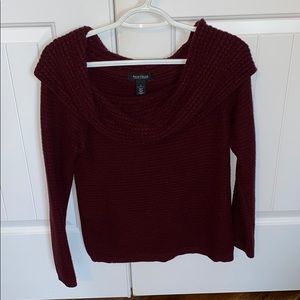 WHBM Maroon Off the Shoulder Sweater Sz S